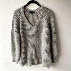Sanctuary Gray Cotton and Alpaca Blend V-neck Chunky Knit Sweater size L